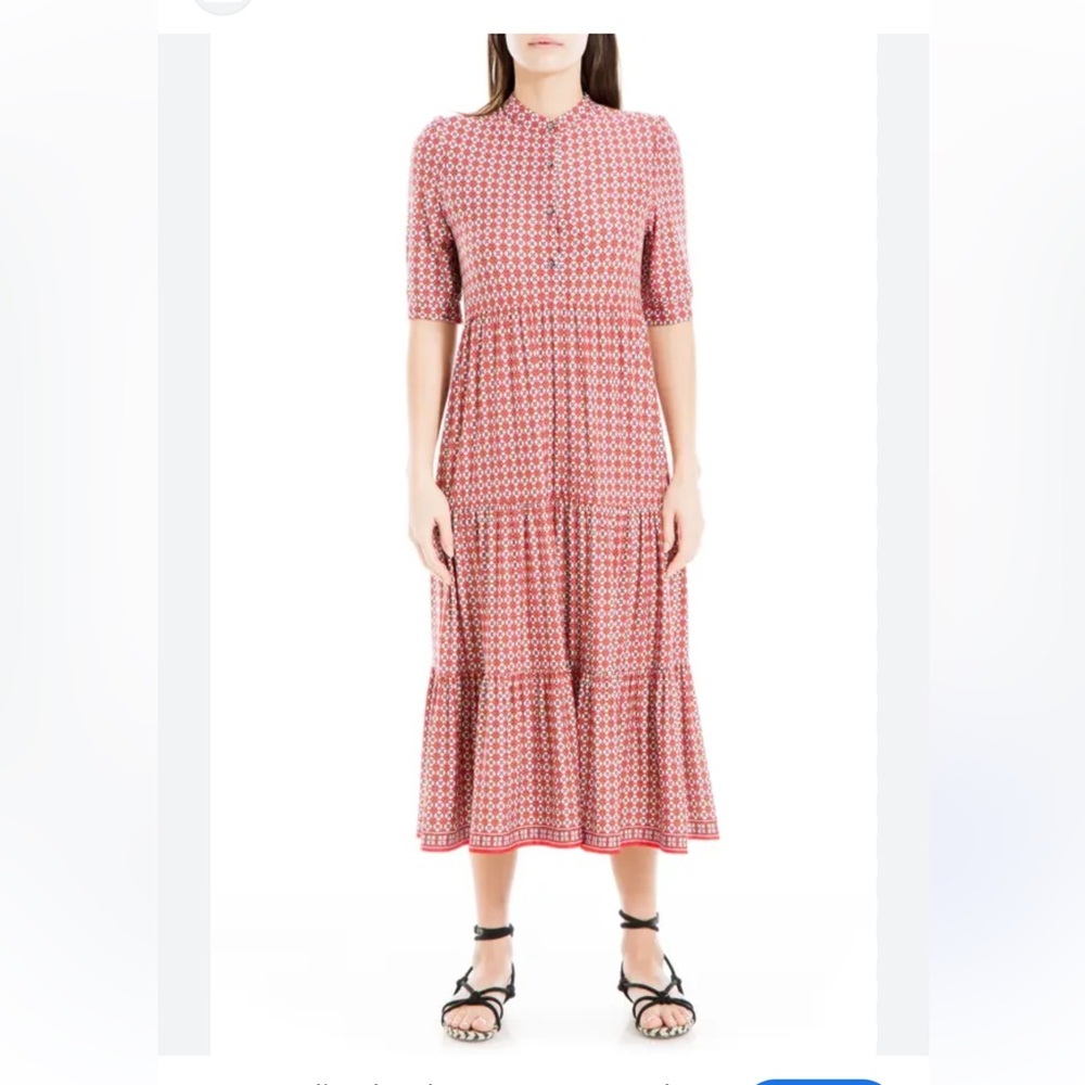 Max studio size large Elegant Red Patterned Dress
